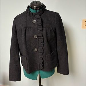 J.Crew black ruffle jacket/blazer